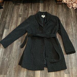 Vintage Xhileration Pea Coat Style Black Brocade